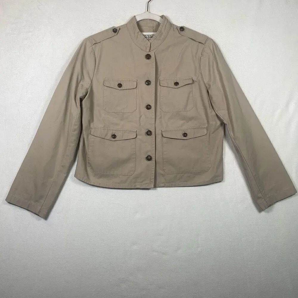 Ralph Lauren Polo Jeans Co. Military Style Jacket Women Size L 100% Cotton Khaki